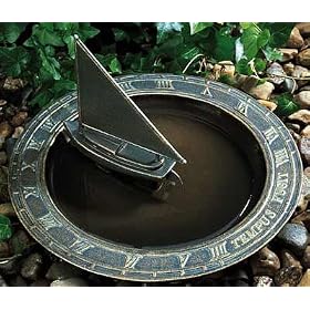 Sailboat Sundial Bird Bath (Bronze) by