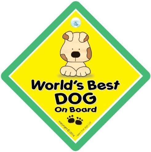 ANIMAL iwantthatsignltd World's Best Dog On Board Sign, Novelty Car Sign, Bumper Sticker, Decal, Baby On Board, Car Sign, Dog, Pet Sign