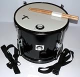 Produkt-Bild: Fantrommel / Marschtrommel TDS-38712 schwarz mit 2 Drumsticks, Gurt und Stimmschl&uuml;ssel