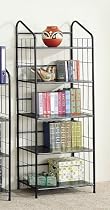 Modern and Contemporary Style Black Metal Five Tier Bookcase