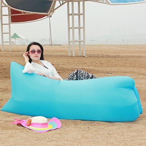 LeeberryÃ'Â® Portable Outdoor Fast Inflatable Couch,Inflatable Lounger Sleeping Air Bed Hangout Bag 500lb Bearing 102 inches for Summer Camping Beach,Hiking(Blue) by Leeberry