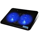 [Laptop Fan] E-PRANCE 14-15.6 Inch Quiet Laptop Cooling Pad with 2 Fans and Dual-Port USB,Super-Slim(Black)