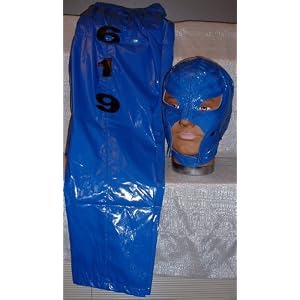 WWE REY MYSTERIO Kid's Size Pro-Grade Blue Pants and Mask Wrestling Outfit