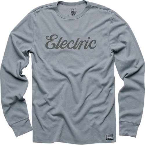 Electric Cursive Thermal Mens Long-Sleeve Sports Wear Shirt w/ Free B&F Heart Sticker - Grey / Medium