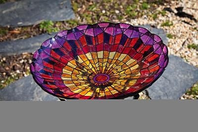 Azalea Stained Glass Birdbath