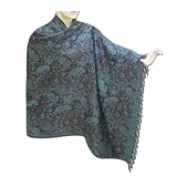 Comfortable Beautiful Handmade Self Design Wool Shawl From Kashmir, Gift For Sister (Free Shipping) Shwl0122r