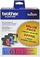 Brother LC61CL 3-Pack Ink Cartridge, 500 Page-Yield, Cyan Magenta Yellow
