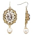 Faux Pearl Drop Earring - Goldtone