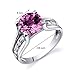 Created Pink Sapphire Solitaire Ring Sterling Silver Rhodium Nickel Finish 2.75 Carats Sizes 5 to 9