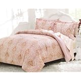 Petal Pink and Gold Paisley Comforter Set 200 Thread Count Sheet Set