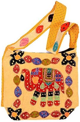 Handcrafted Single Side Elephant Patch Work Woman's College Bag