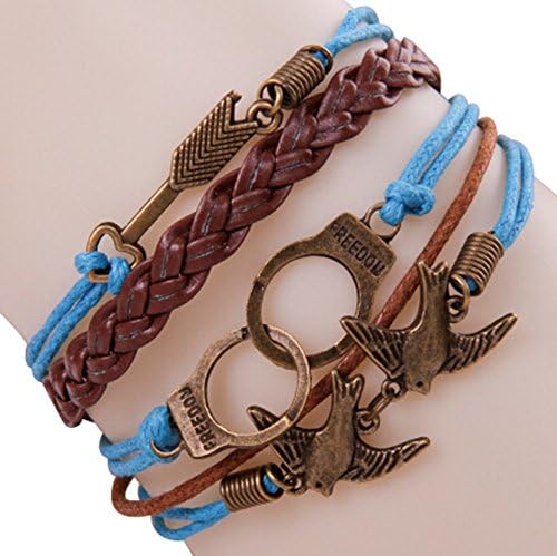 Wolf Infinity Silver Color Black Wax Cords Leather Braid Bracelet Rope Leather Bracelet