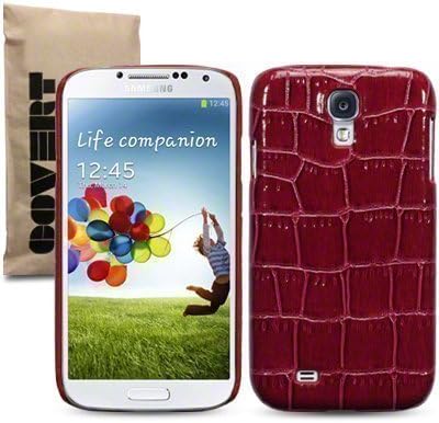 SAMSUNG GALAXY S4 I9500 RED CROC PU LEATHER BACK COVER CASE SHELL COVERT BRANDED - PART OF THE CONSUMER STORE ACCESSORIES RANGE