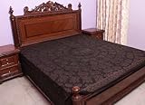 Black Bedspread with Printed Elephants - Pure Cotton