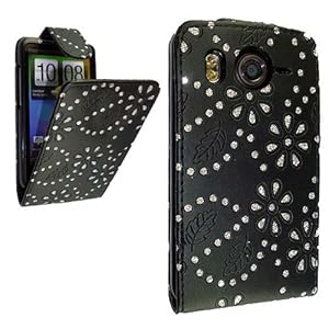 FOR HTC DESIRE HD G10 STYLISH SMOOTH BLACK LEATHER FLIP CASE COVER POUCH+STYLUS PEN (BLACK DIAMOND FLIP)