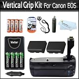 New Vertical Battery Grip for Canon EOS 7D 7-D Camera BGE7 BG-E7 + 2 Pack 2200MAH Canon LP-E6 Replacement Batteries (with Info-Chip!, Battery Shows time on LCD!) + 8 AA High Capacity Rechargeable NIMH Batteries And AC/DC Rapid Charger + Remote Shutter