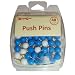 Magna Card Multi-Colored Push Pins, White and Blue Design, 3.3 x 1.3 x 4.2 inches, two packs of 48 (47616)