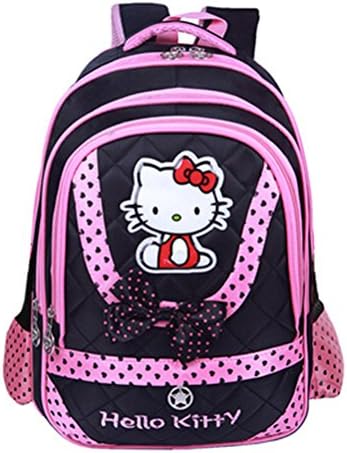 Children's Happy Cat Leisure School Bag Kids Backpack Medium Black