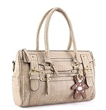 THG Girls Alligator Pu Leather Tote Handbag Business Shoulder Bag Apricot