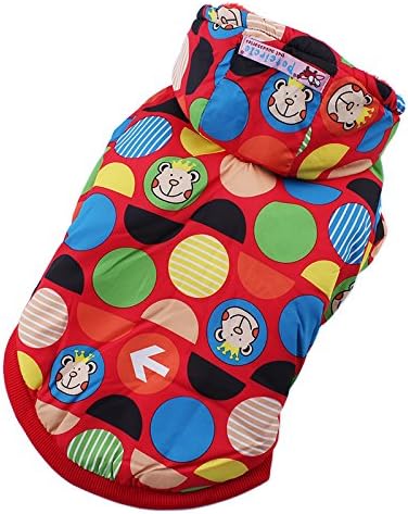 Rachel Pet Products Cartoon Cotton Hoodies Sweater Warm Vest for Puppy Dogs Cats, Red, S