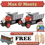 Max & Monty from Thomas The Tank Engine Wooden Train Set - Free 2 Pieces of Track & Free Toby Train