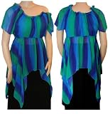 Striped Babydoll Peasant Top with Tales, Available in a Variety of Sizes