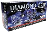 Microflex MF300M Powder Free Diamond Grip Latex Gloves Size Medium, 100 Box