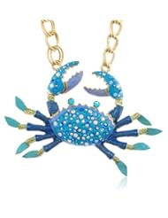 Betsey Johnson "Jewels of the Sea" Large Crab Necklace, 21"