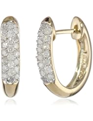 10k Gold Oval Pave Diamond Hoop Earrings (1/4 cttw, H-I Color, I2-I3 Clarity)