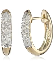 10k Gold Oval Pave Diamond Hoop Earrings (1/4 cttw, H-I Color, I2-I3 Clarity)