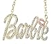 Nicki Minaj Barbie White Crystal Pendant Charm Gold-tone 18" Rollo Chain Necklace
