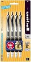 uni-ball Signo Gel 207 Retractable Roller Ball Pen, Medium, Translucent Barrel, Black Ink, 4 per Pack ( 33960PP)