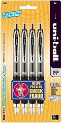 uni-ball 207 Retractable Medium-Point Gel Pens, 4 Black Ink Pens