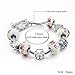 Long Way Women Silver Plated Snake Chain Pink Flower Maruno Glass Bead Heart Clasp Charm Bracelet