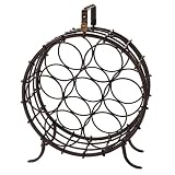 Oenophilia Zanzibar 7-Bottle Circular Wine Rack - Antique Copper Finish
