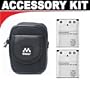 Deluxe Accessory Kit with Soft Leather Case + (2) D-LI63 Batteries Kit for Pentax Optio V10, M30, M40 & T30 Digital Cameras
