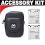 Deluxe Accessory Kit with Soft Leather Case + (2) D-LI63 Batteries Kit for Pentax Optio V10 M30 M40 & T30 Digital Cameras