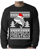BeWild Brand&reg; - Ugly Christmas Sweater Great White Shark Christmas Adult Crewneck
