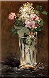 Flowers In A Crystal Vase 19x30 Streched Canvas Art by Manet, Eduard