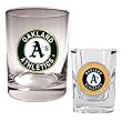 Oakland Athletics MLB Rocks Glass & Square Shot Glass Set - Primary Logo