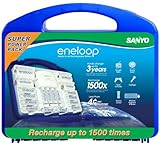 Sanyo SEC-N16SETEVP NEW eneloop 1500 Super Power Pack with 12 AA, 4 AAA, 2 C and D Spacers, 4 Position Charger and Storage...