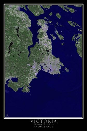 Victoria British Columbia From Space Satellite Art Poster 16 x 24 inches