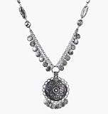 Avon Silvertone Medallion Pendant Necklace