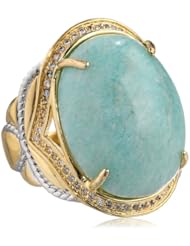 Two-Tone Colors Amazonite with Cubic-Zirconia Ring