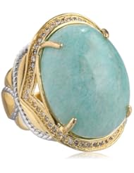 Two-Tone Colors Amazonite with Cubic-Zirconia Ring