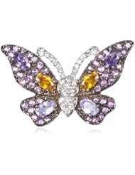 Two Tone Multi Color Cz Butterfly Pin