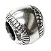 .925 Sterling Silver Sport Round Baseball Bead Charm For European Charm Bracelets