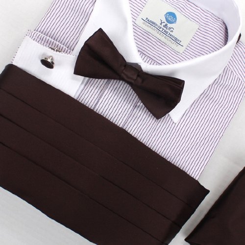 Sienna Silk Pre-tied Bow Tie for Shirt for Marriage and Cummerbund Hanky Cufflinks Set with Box Cm1009