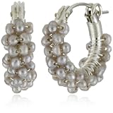 Viv&Ingrid Spiral Silver .75 Grey Pearl Hoop Ea