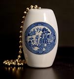 Blue Willow Plate Porcelain Fan / Light Pull
